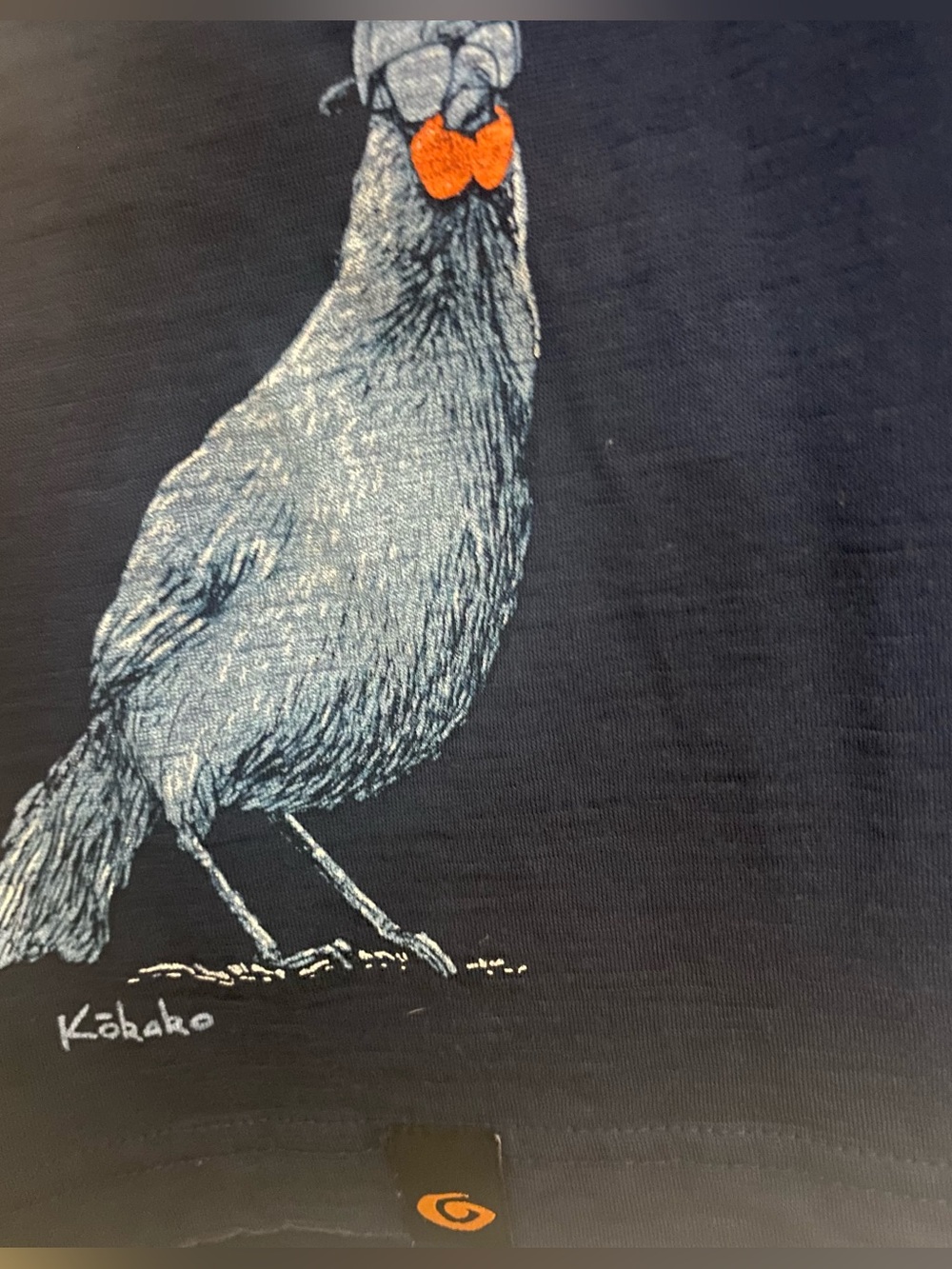 Global Culture Navy Tee with Bird Motif size XL 100% Merino Wool - Picture 5 of 13